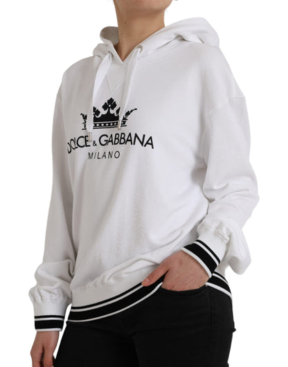 Dolce & Gabbana White Cotton Logo Hoodie Pullover Sweater Dolce & Gabbana