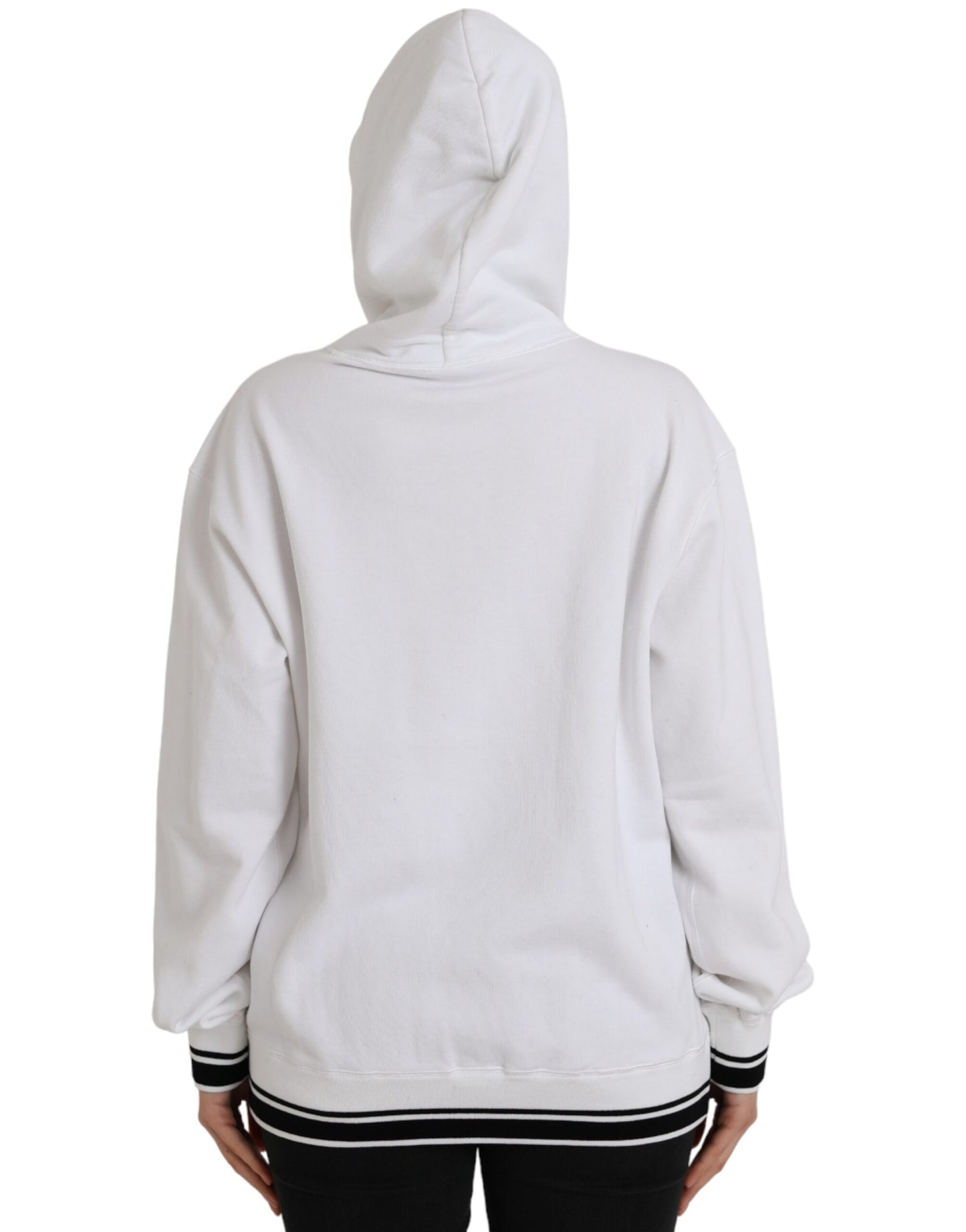 Dolce & Gabbana White Cotton Logo Hoodie Pullover Sweater Dolce & Gabbana