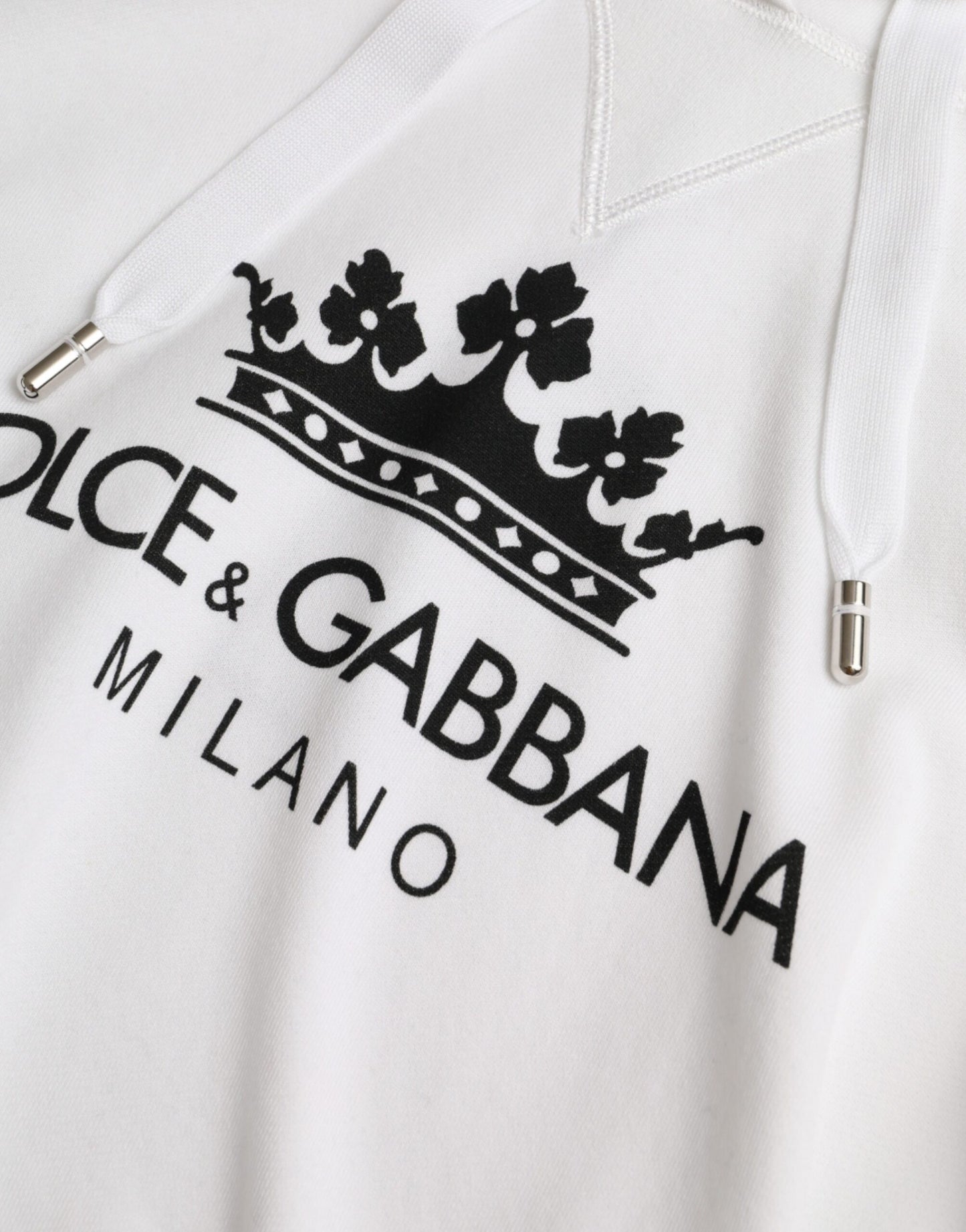 Dolce & Gabbana White Cotton Logo Hoodie Pullover Sweater Dolce & Gabbana