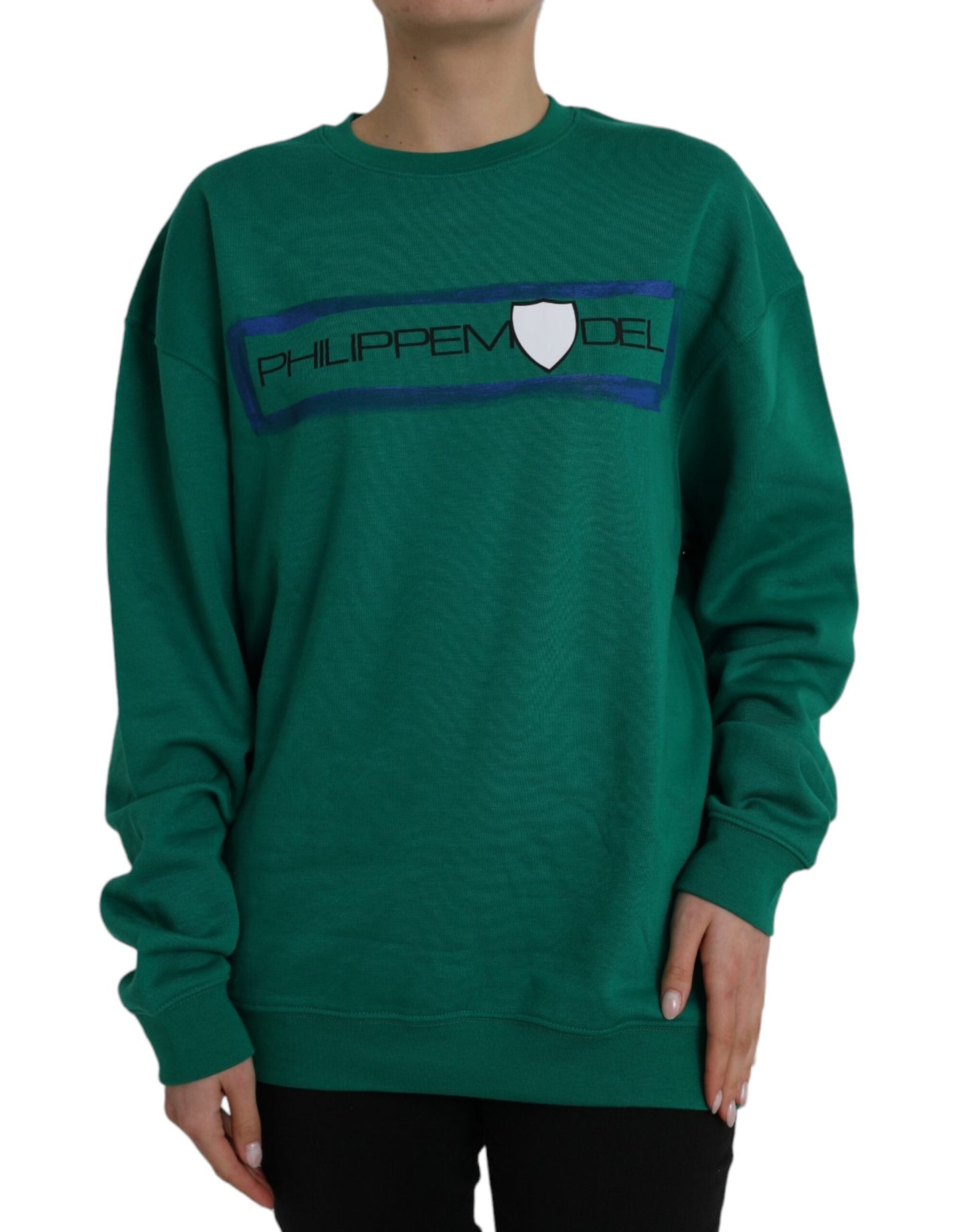 Philippe Model Green Cotton Logo Print Long Sleeves Pullover Sweater Philippe Model