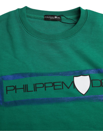 Philippe Model Green Cotton Logo Print Long Sleeves Pullover Sweater Philippe Model