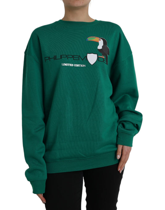 Philippe Model Green Cotton Logo Print Long Sleeves Pullover Sweater Philippe Model