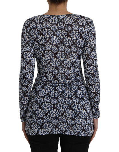 Just Cavalli Blue Floral Lace Long Sleeves Top Underwear Blouse Just Cavalli