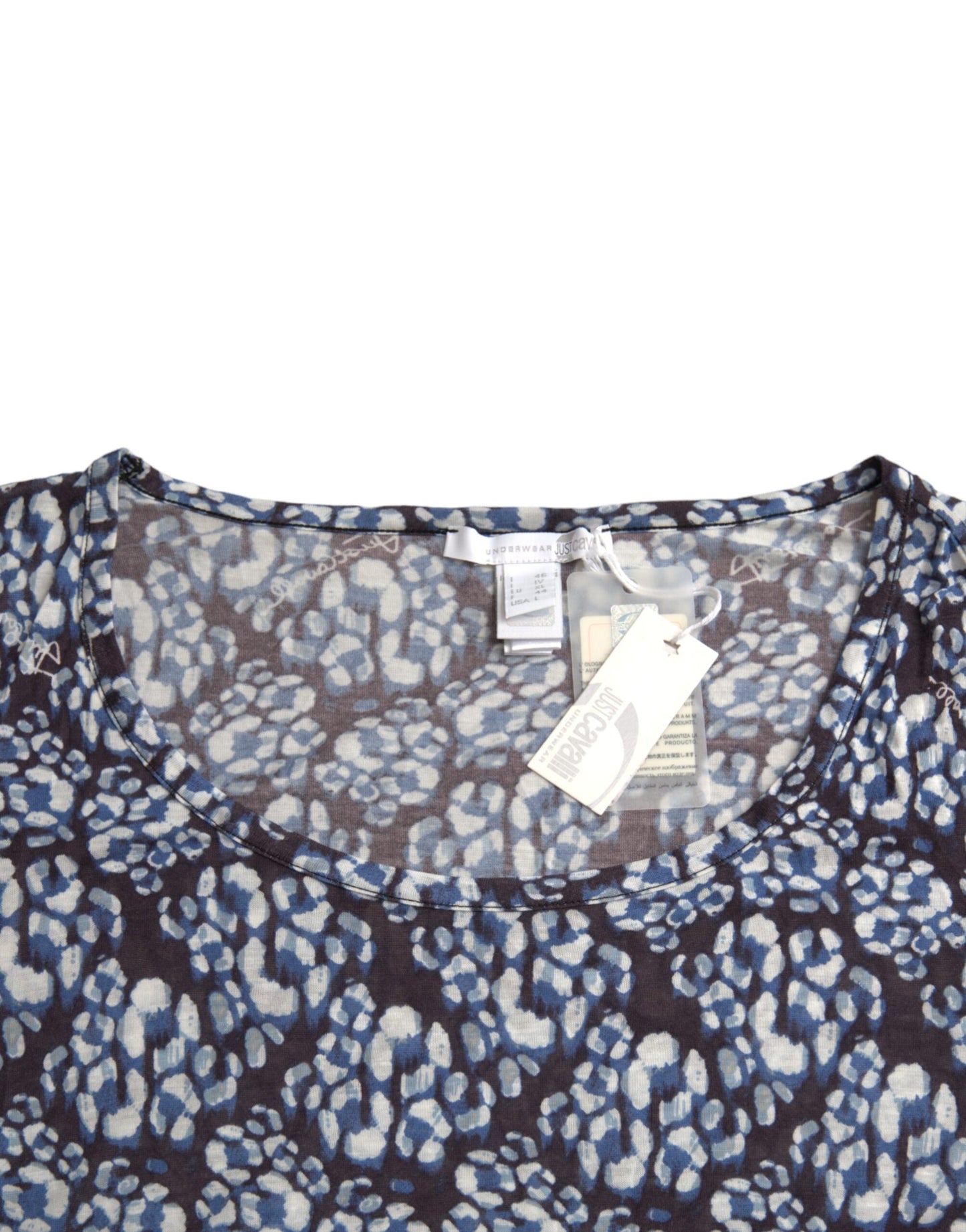 Just Cavalli Blue Floral Lace Long Sleeves Top Underwear Blouse Just Cavalli