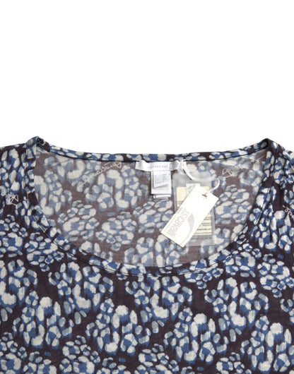 Just Cavalli Blue Floral Lace Long Sleeves Top Underwear Blouse Just Cavalli