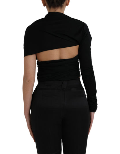 Dolce & Gabbana Black Wool Cutout Asymmetric Long Sleeve Top Dolce & Gabbana