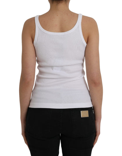 Dolce & Gabbana White St. Tropez Cotton Sleeveless Tank Top Dolce & Gabbana