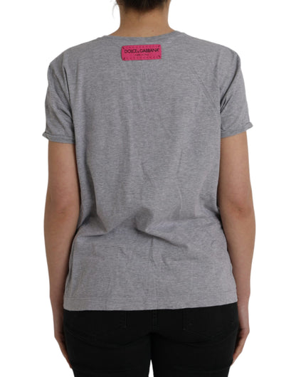 Dolce & Gabbana Gray Cotton L'Amore E'Bellezza Top T-shirt Dolce & Gabbana