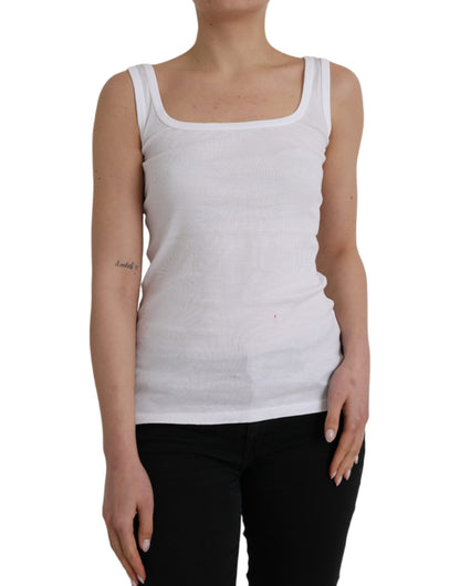 Ermanno Scervino White Cotton Sleevelesss Tank Casual Top Ermanno Scervino