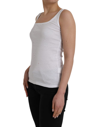 Ermanno Scervino White Cotton Sleevelesss Tank Casual Top Ermanno Scervino