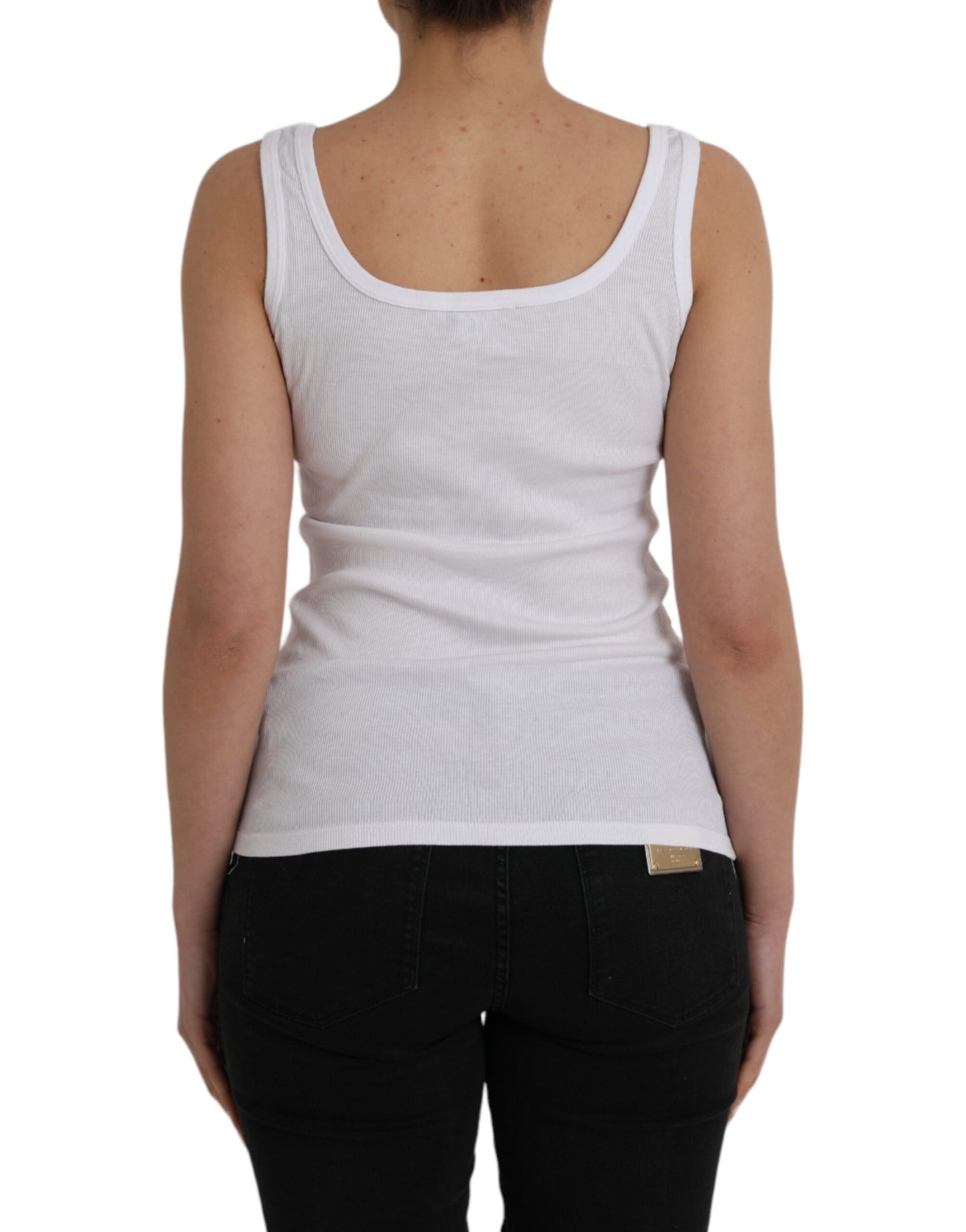 Ermanno Scervino White Cotton Sleevelesss Tank Casual Top Ermanno Scervino