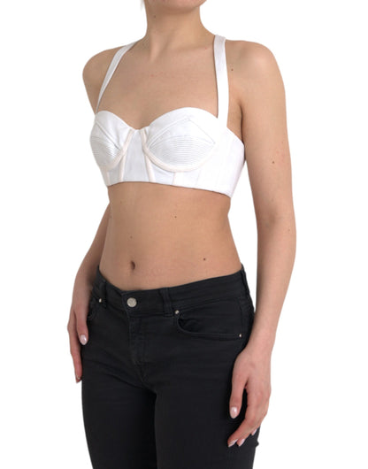 Versace White Viscose Bustier Sleeveless Cropped Top Versace