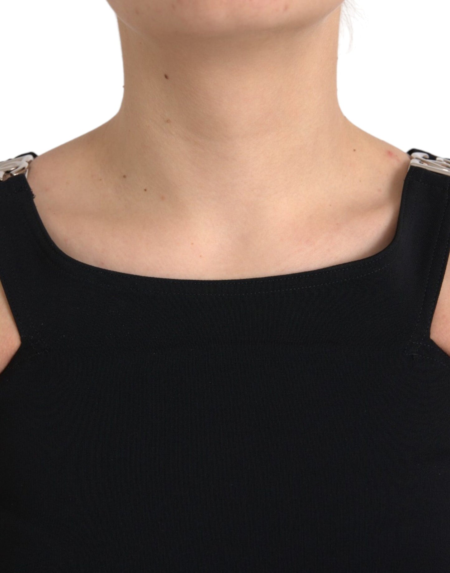 Dolce & Gabbana Black Sleeveless Round Neck Cropped Tank Top Dolce & Gabbana