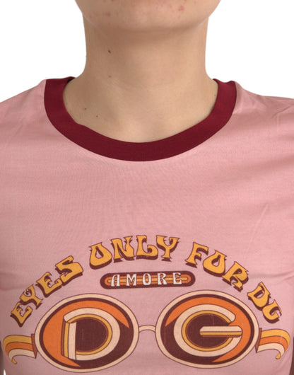 Dolce & Gabbana Pink Cotton Short Sleeves Crew Neck T-shirt Dolce & Gabbana