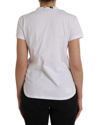 Dolce & Gabbana White Cotton Necklace Short Sleeves T-shirt Dolce & Gabbana