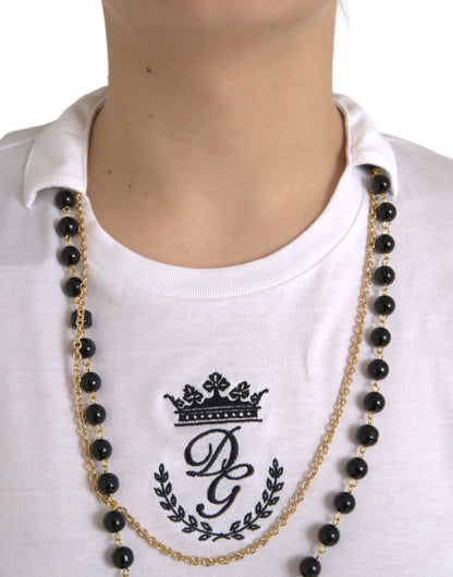 Dolce & Gabbana White Cotton Necklace Short Sleeves T-shirt Dolce & Gabbana