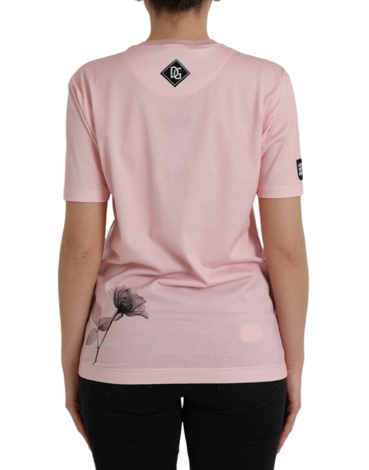 Dolce & Gabbana Pink Floral Print Cotton Short Sleeves T-shirt Dolce & Gabbana