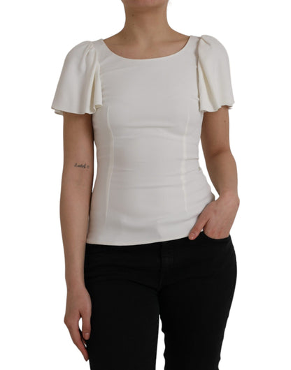 Dolce & Gabbana White Viscose Round Neck Short Sleeves Top Dolce & Gabbana