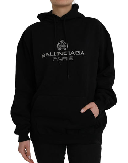 Balenciaga Black Cotton Logo Hooded Pullover Sweatshirt Sweater Balenciaga