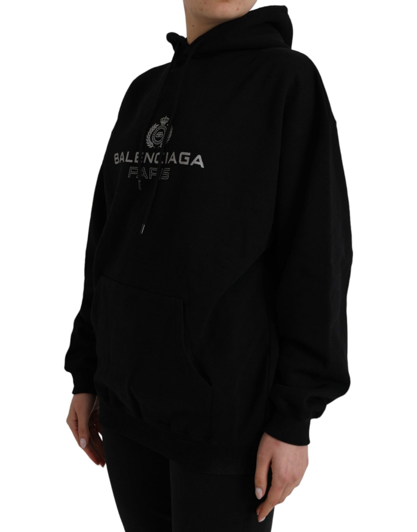 Balenciaga Black Cotton Logo Hooded Pullover Sweatshirt Sweater Balenciaga