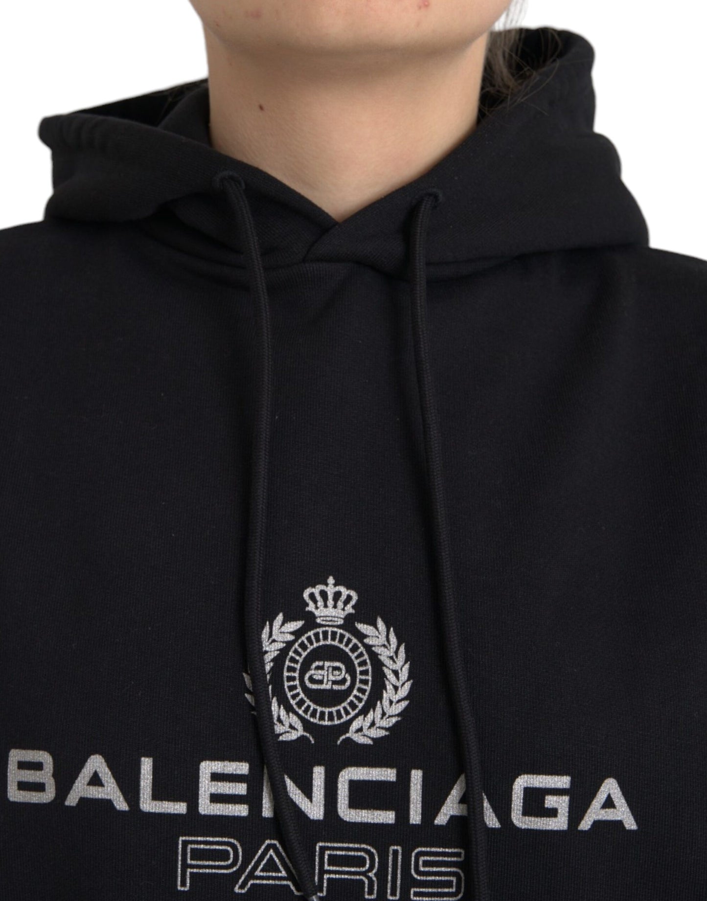 Balenciaga Black Cotton Logo Hooded Pullover Sweatshirt Sweater Balenciaga