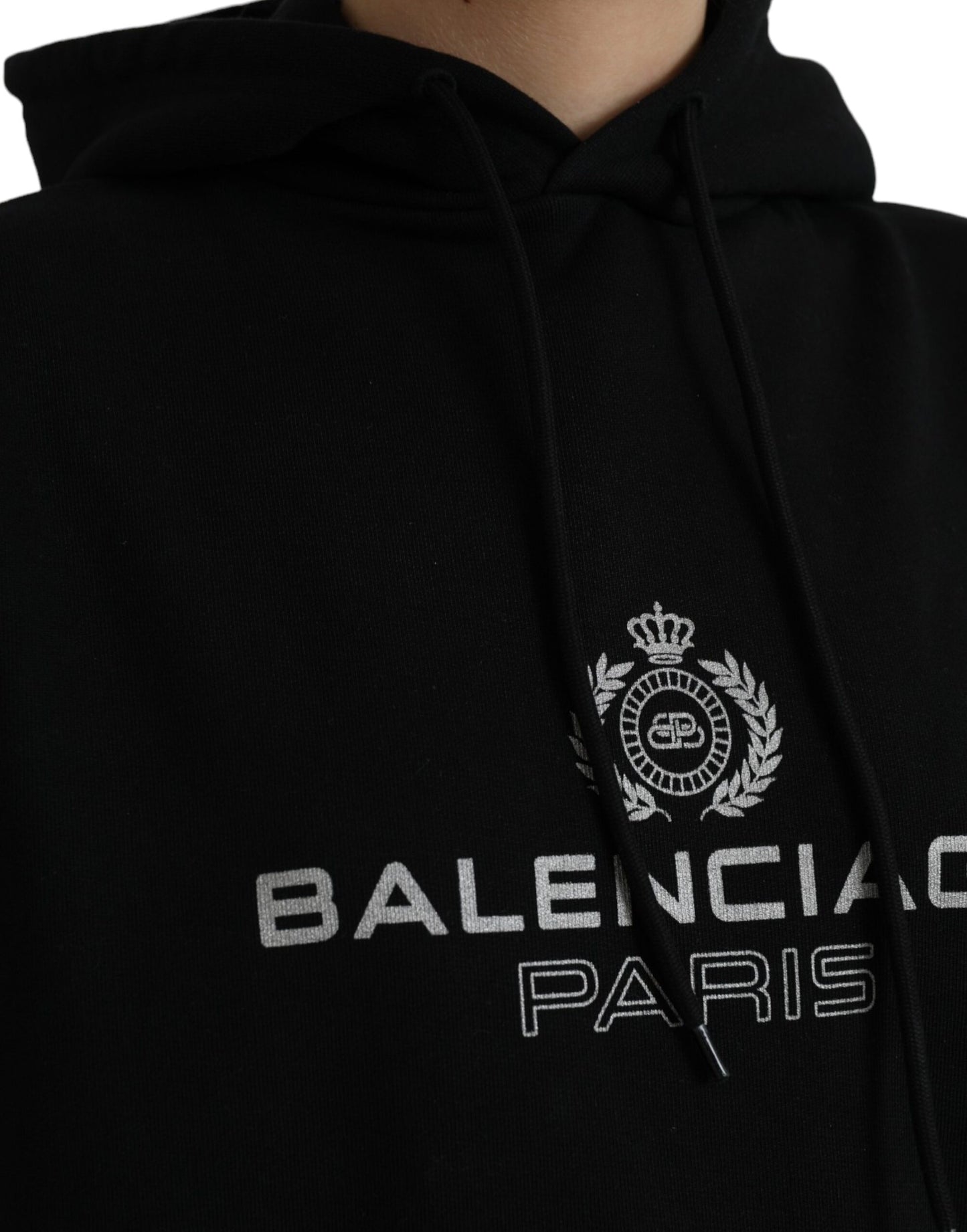 Balenciaga Black Cotton Logo Hooded Pullover Sweatshirt Sweater Balenciaga