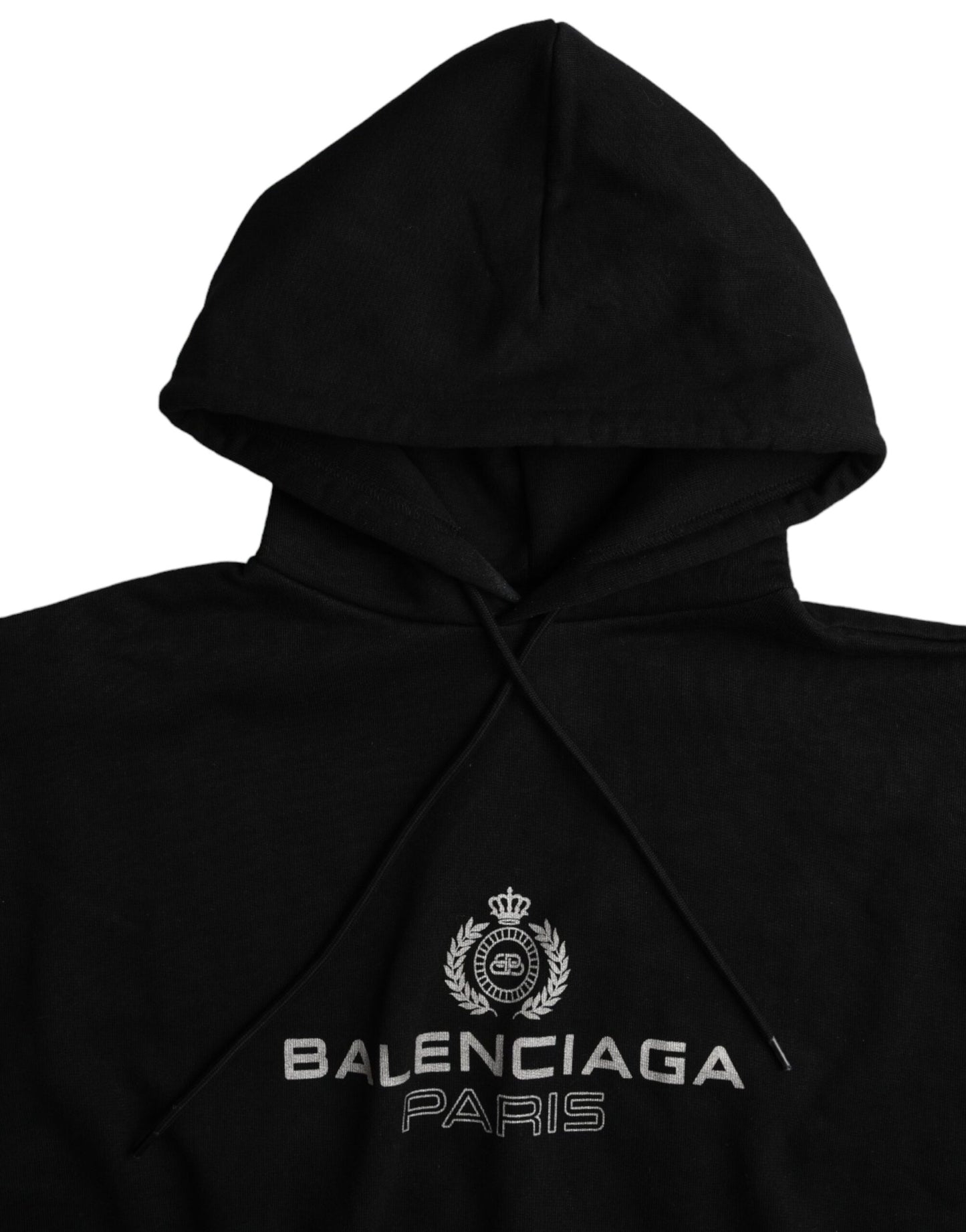 Balenciaga Black Cotton Logo Hooded Pullover Sweatshirt Sweater Balenciaga