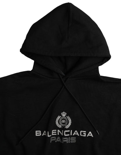 Balenciaga Black Cotton Logo Hooded Pullover Sweatshirt Sweater Balenciaga