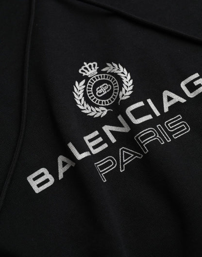 Balenciaga Black Cotton Logo Hooded Pullover Sweatshirt Sweater Balenciaga