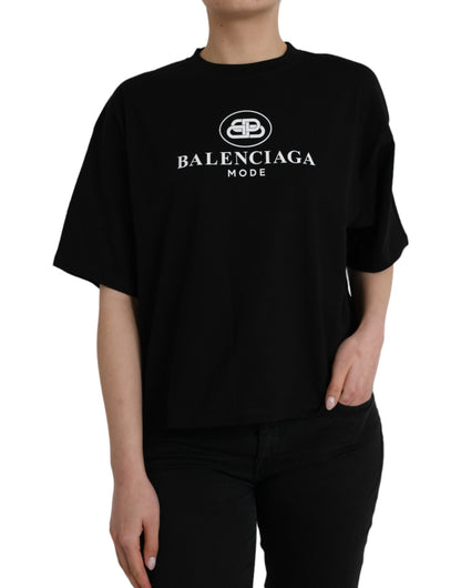 Balenciaga Black Cotton Logo Crew Neck Short Sleeves T-shirt Balenciaga