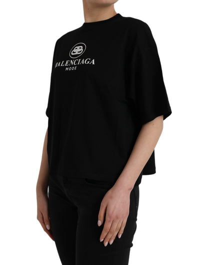 Balenciaga Black Cotton Logo Crew Neck Short Sleeves T-shirt Balenciaga