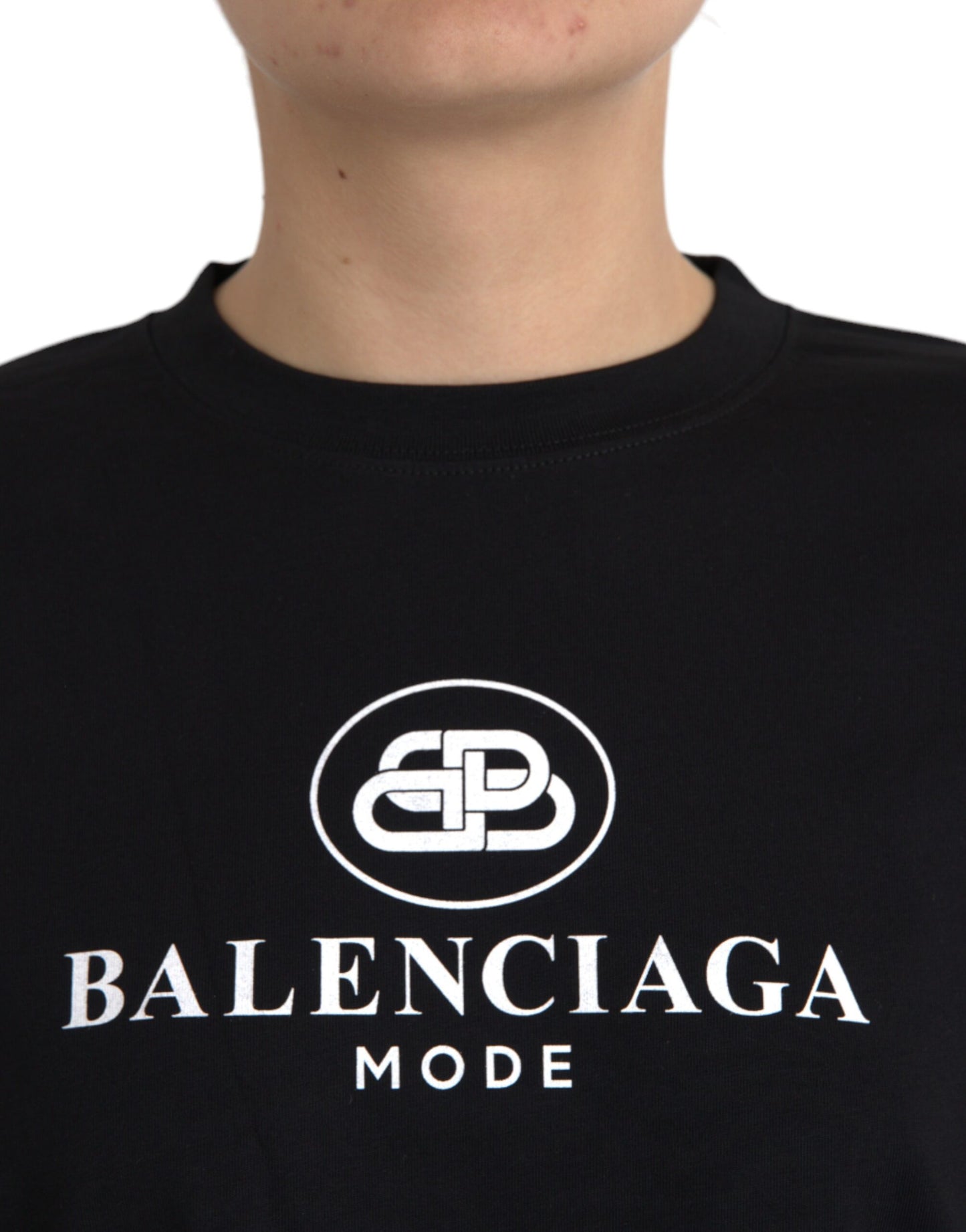 Balenciaga Black Cotton Logo Crew Neck Short Sleeves T-shirt Balenciaga