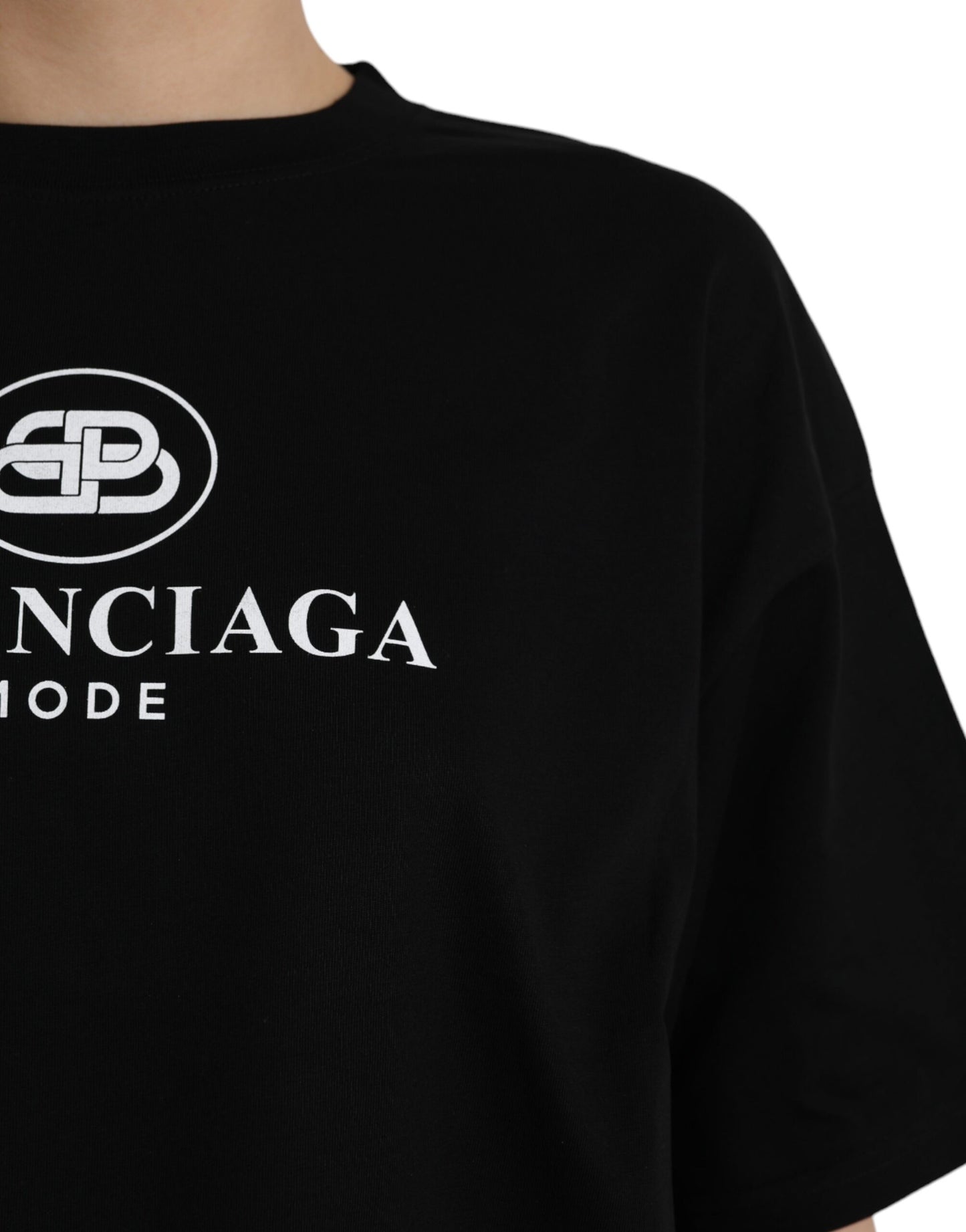 Balenciaga Black Cotton Logo Crew Neck Short Sleeves T-shirt Balenciaga