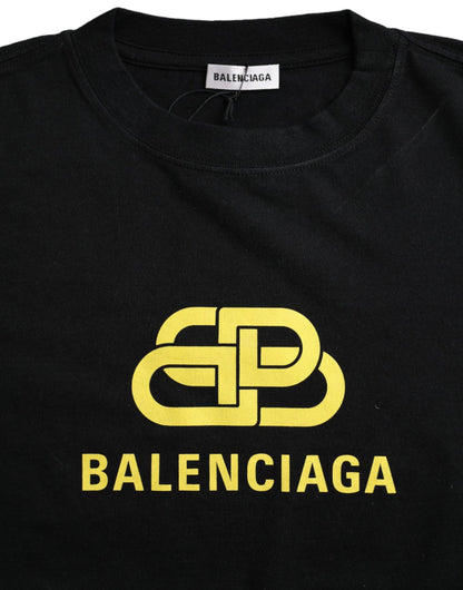 Balenciaga Black Cotton Logo Print Crew Neck Short Sleeves T-shirt Balenciaga