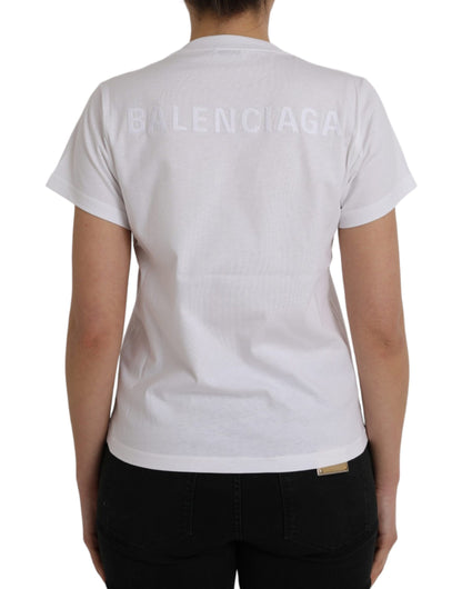 Balenciaga White Cotton Crew Neck Short Sleeves T-shirt Balenciaga