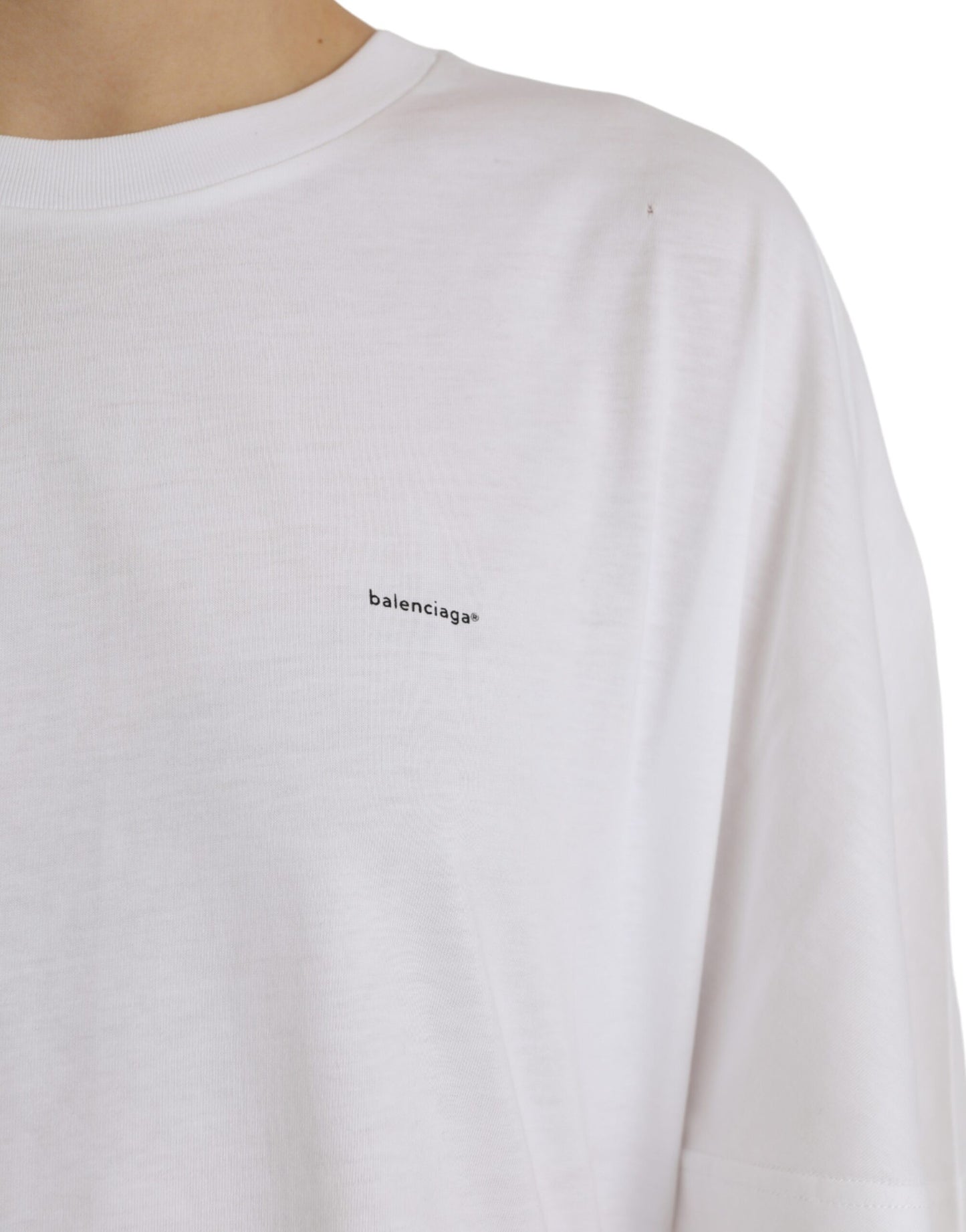 Balenciaga White Cotton Crew Neck Short Sleeves T-shirt Balenciaga