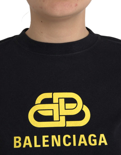 Balenciaga Black Cotton Logo Print Crew Neck Short Sleeves T-shirt Balenciaga