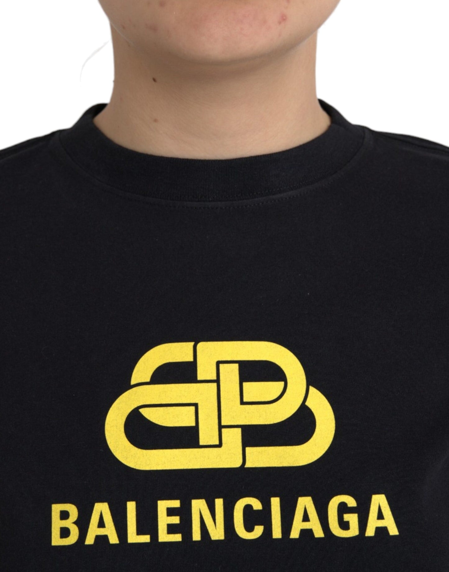 Balenciaga Black Cotton Logo Crew Neck Short Sleeves T-shirt Balenciaga