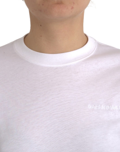 Balenciaga White Cotton Crew Neck Short Sleeves T-shirt Balenciaga