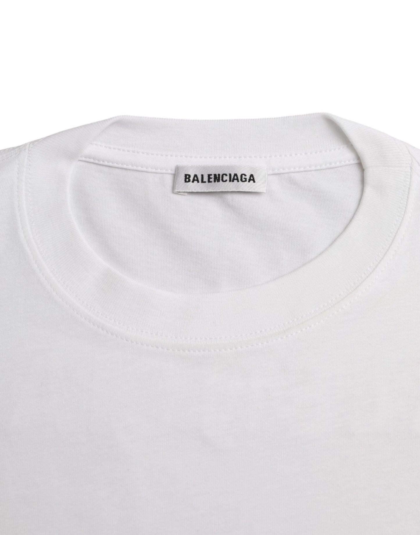 Balenciaga White Cotton Crew Neck Short Sleeves T-shirt Balenciaga