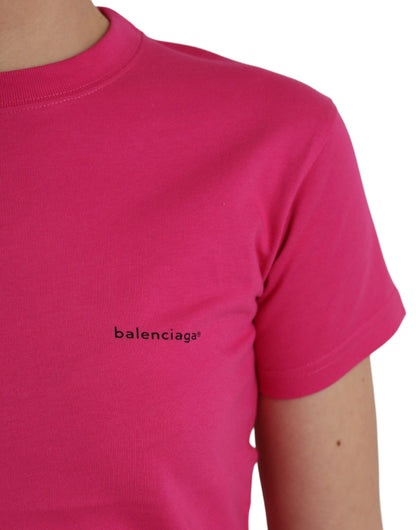 Balenciaga Pink Cotton Crew Neck Short Sleeves Tee Top T-shirt Balenciaga