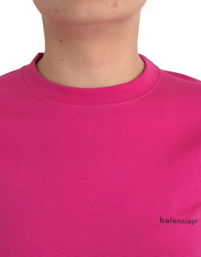 Balenciaga Pink Cotton Crew Neck Short Sleeves Tee Top T-shirt Balenciaga