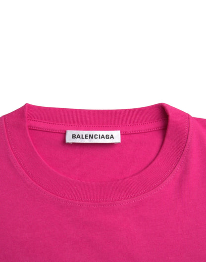 Balenciaga Pink Cotton Crew Neck Short Sleeves Tee Top T-shirt Balenciaga