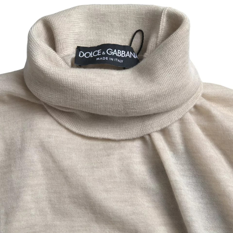 Dolce & Gabbana Pullover Beige Cashmere Turtleneck Sweater Dolce & Gabbana