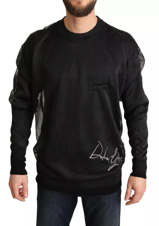 Dolce & Gabbana Black Logo Crewneck Long Sleeve Pullover Sweater Dolce & Gabbana