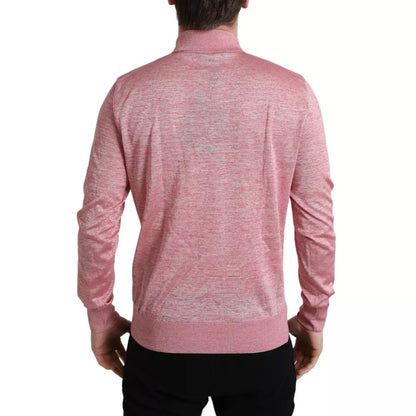 Dolce & Gabbana Pink Polyester Collared Men Pullover Sweater Dolce & Gabbana