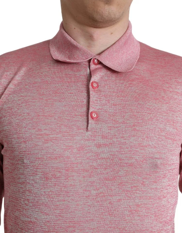 Dolce & Gabbana Pink Polyester Collared Men Pullover Sweater Dolce & Gabbana