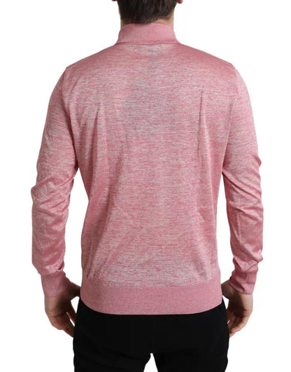 Dolce & Gabbana Pink Polyester Collared Men Pullover Sweater Dolce & Gabbana