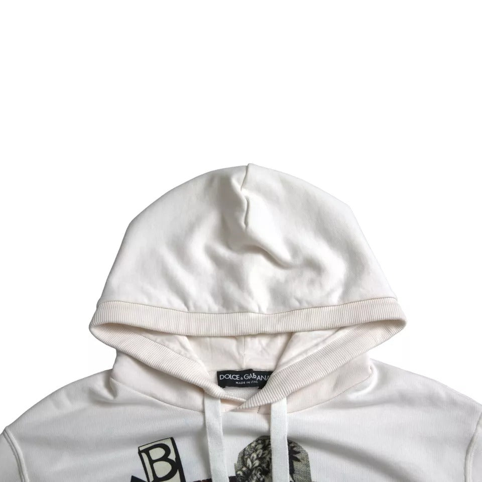 Dolce & Gabbana White Caesar Cotton Hooded Pullover Sweater Dolce & Gabbana