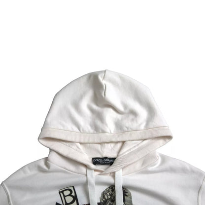 Dolce & Gabbana White Caesar Cotton Hooded Pullover Sweater Dolce & Gabbana